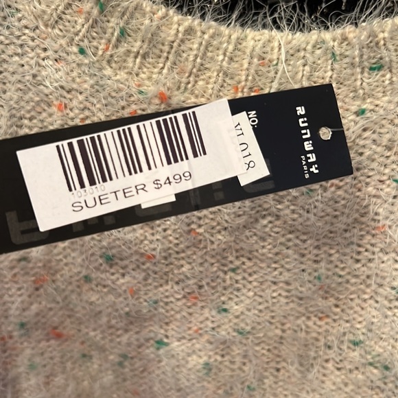 NWT RUNWAY PARIS Designer Sweater Crop Color Block Front - Picture 6 of 7